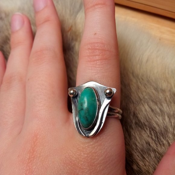 Jewelry - Abstract sterling silver turquoise abstract ring